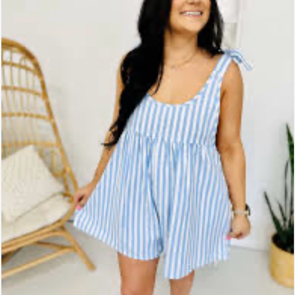 HYFVE Relaxed Fit Blue & White Stripe Romper from Pink Lily